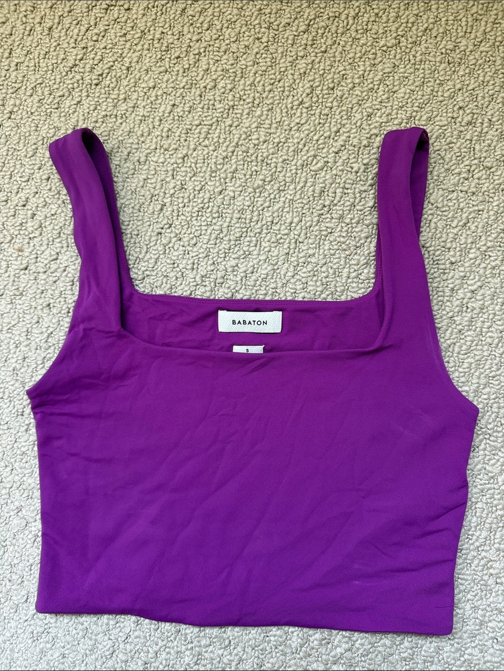 Babaton Vibrant Purple Square-Neck Crop Top